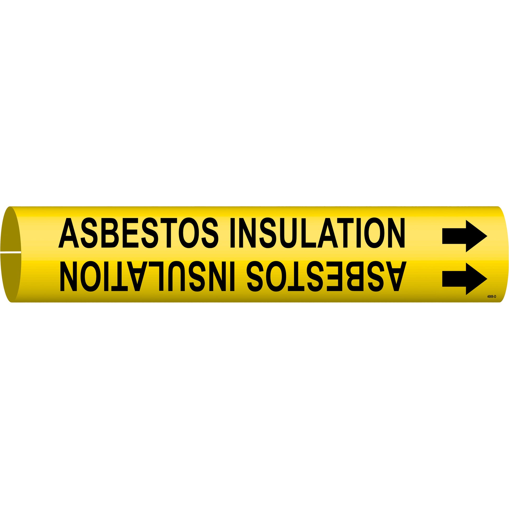 Brady "Asbestos Insulation" Pipe Marker, Snap-On, 2-13/16" H x 2-13/16" W, Black on Yellow