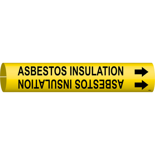 Brady "Asbestos Insulation" Pipe Marker, Snap-On, 2-13/16" H x 2-13/16" W, Black on Yellow