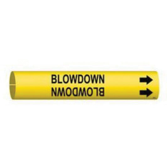 Brady "Blowdown" Pipe Marker, Snap-On, 13/16" H x 13/16" W, Black on Yellow