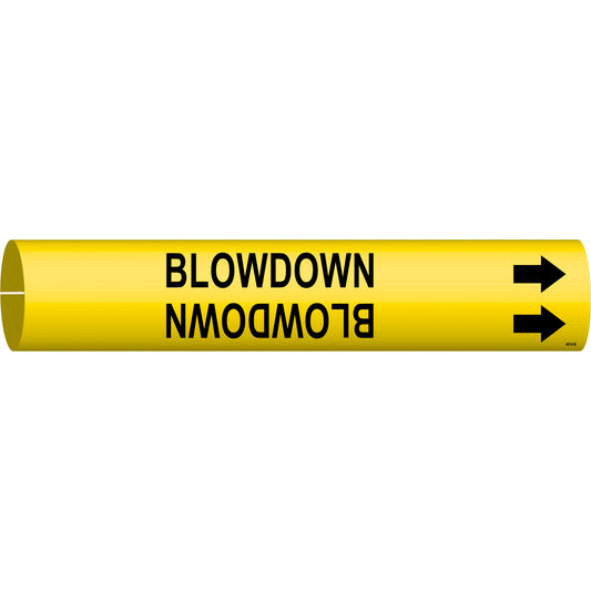 Brady "Blowdown" Pipe Marker, Snap-On, 7/8" H x 7/8" W, Black on Yellow
