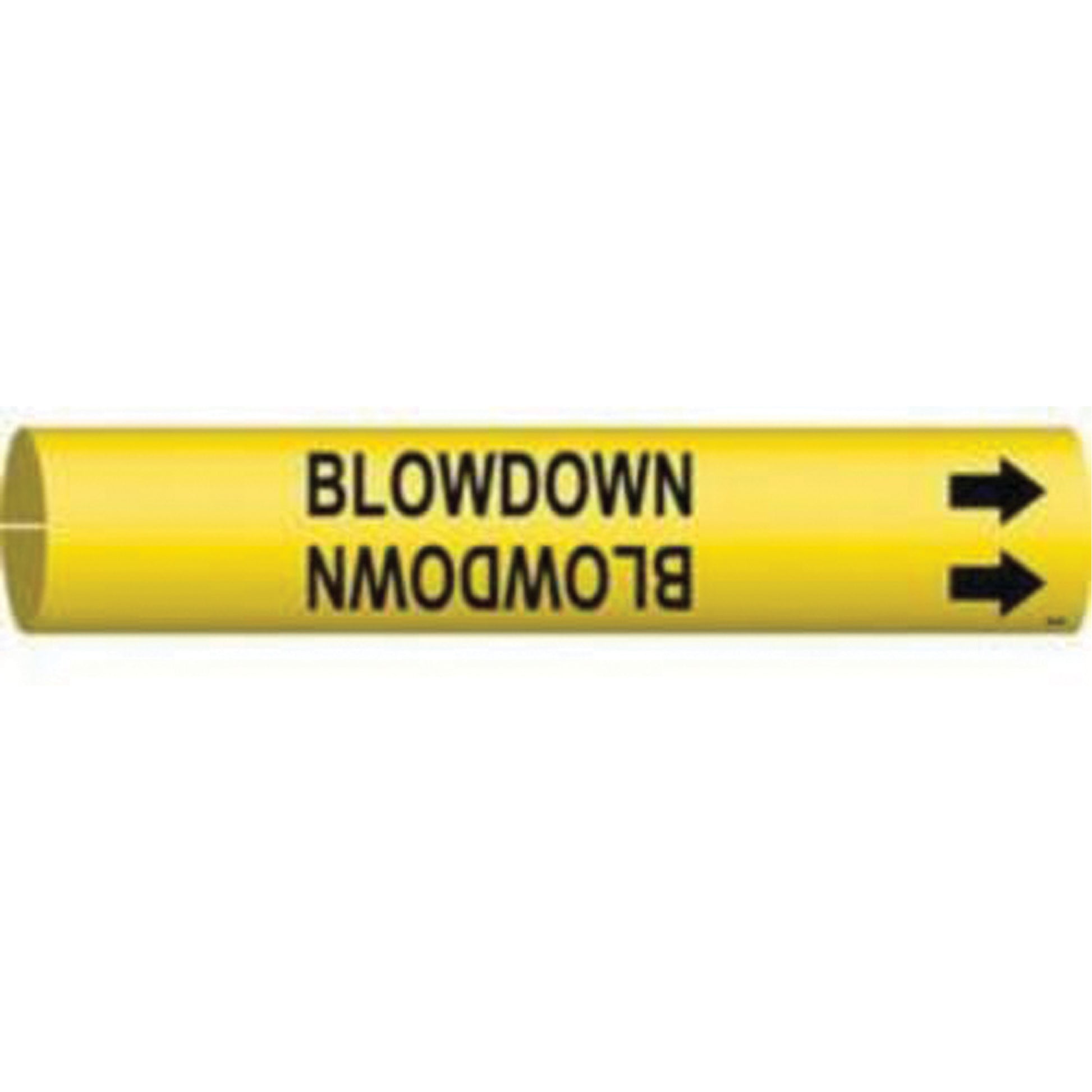 Brady "Blowdown" Pipe Marker, Snap-On, 2-13/16" H x 2-13/16" W, Black on Yellow