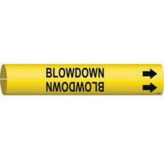 Brady "Blowdown" Pipe Marker, Snap-On, 2-13/16" H x 2-13/16" W, Black on Yellow