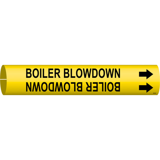 Brady "Boiler Blowdown" Pipe Marker, Snap-On, 7/8" H x 7/8" W, Black on Yellow