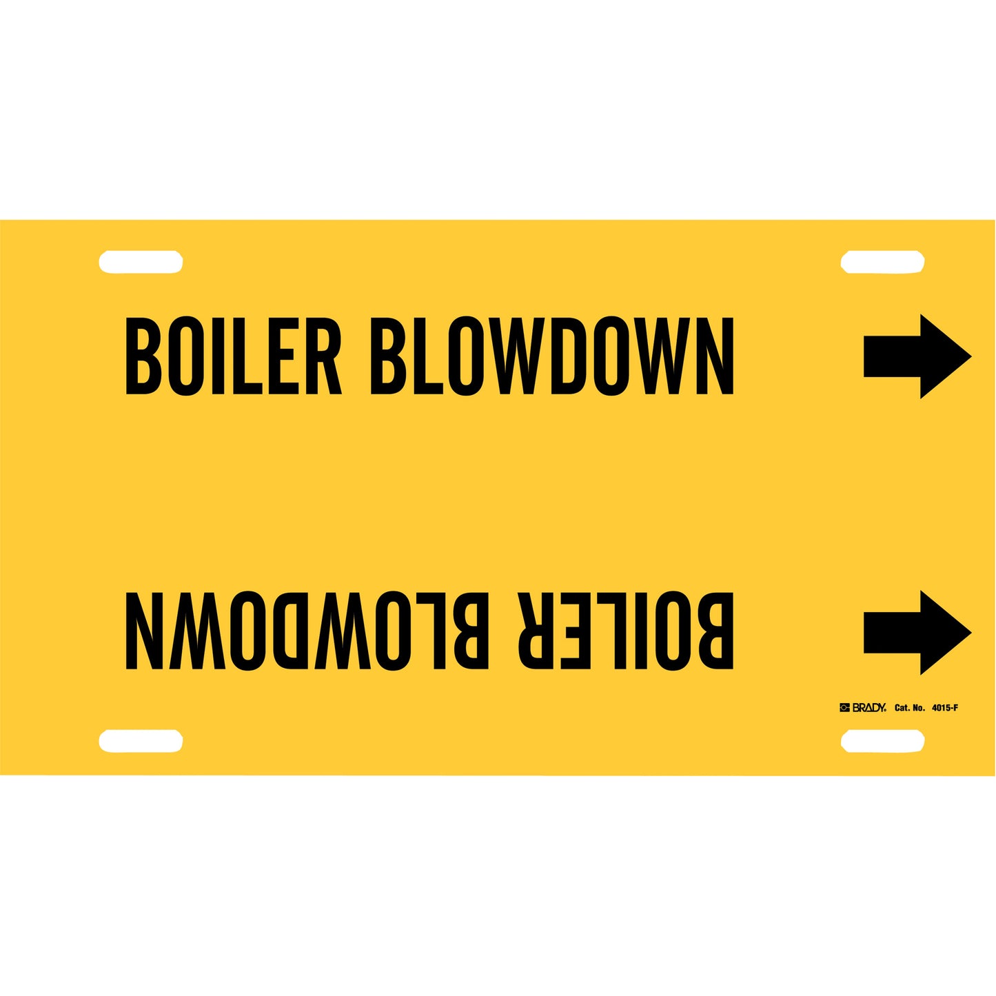 Brady "Boiler Blowdown" Pipe Marker, Strap-On, 8" H x 16" W, Black on Yellow