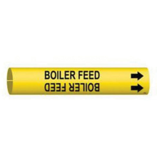 Brady "Boiler Feed" Pipe Marker, Snap-On, 7/8" H x 7/8" W, Black on Yellow
