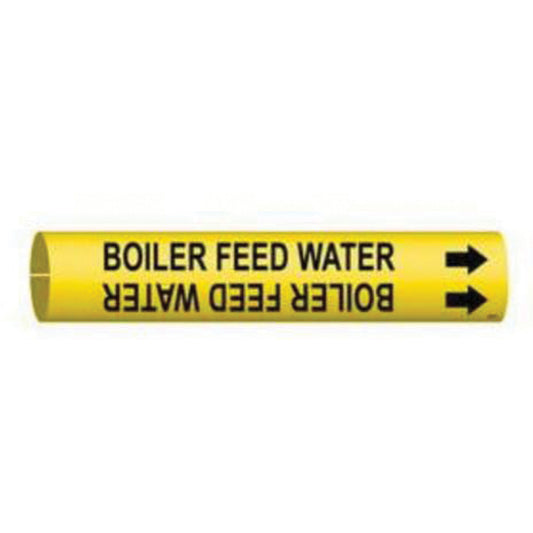 Brady "Boiler Feed Water" Pipe Marker, Snap-On, 13/16" H x 13/16" W, Black on Yellow