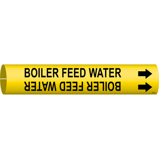 Brady "Boiler Feed Water" Pipe Marker, Snap-On, 2" H x 2" W, Black on Yellow