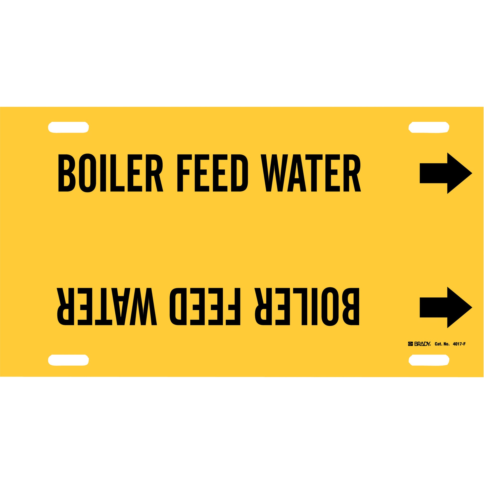 Brady "Boiler Feed Water" Pipe Marker, Strap-On, 8" H x 16" W, Black on Yellow