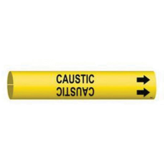 Brady "Caustic" Pipe Marker, Snap-On, 13/16" H x 13/16" W, Black on Yellow