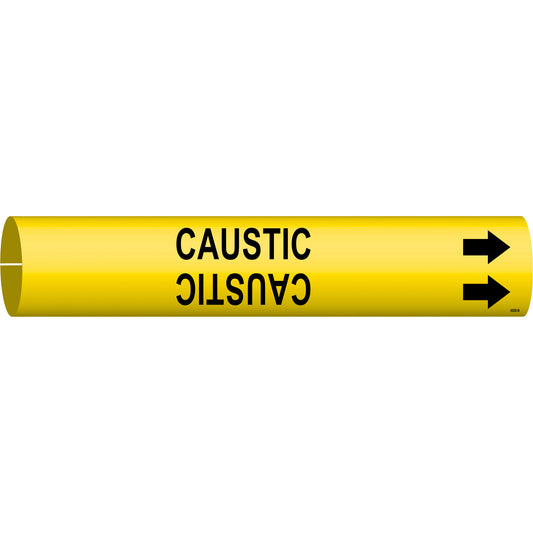 Brady "Caustic" Pipe Marker, Snap-On, 7/8" H x 7/8" W, Black on Yellow