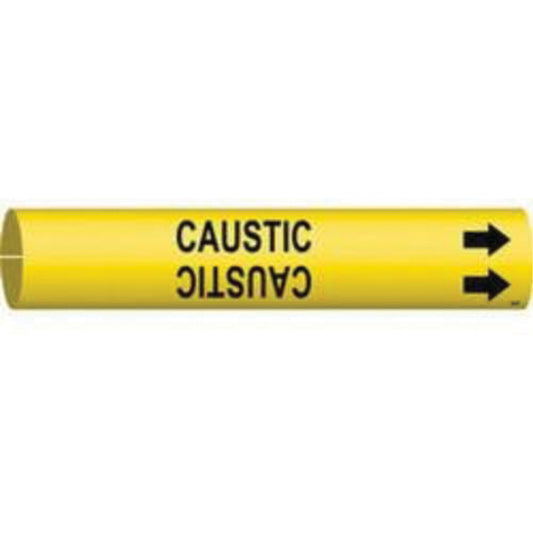 Brady "Caustic" Pipe Marker, Snap-On, 2-13/16" H x 2-13/16" W, Black on Yellow