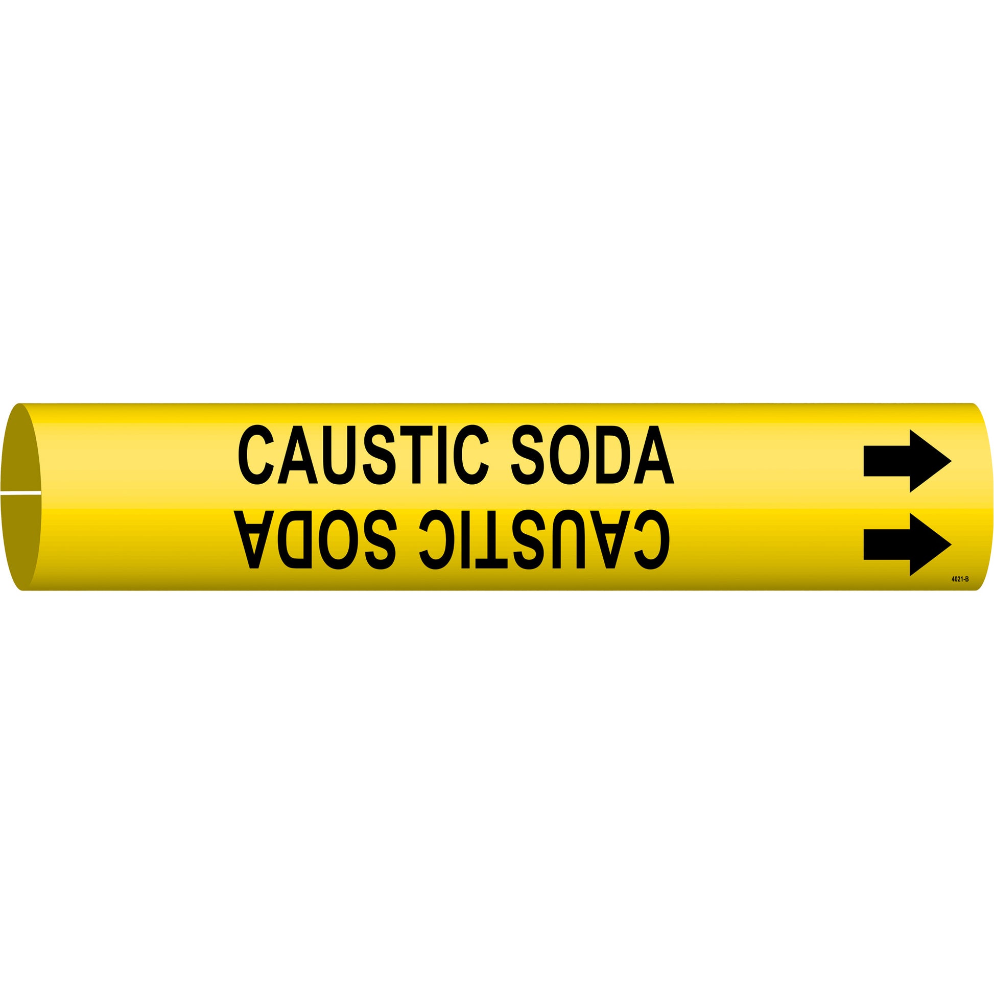 Brady "Caustic Soda" Pipe Marker, Snap-On, 7/8" H x 7/8" W, Black on Yellow