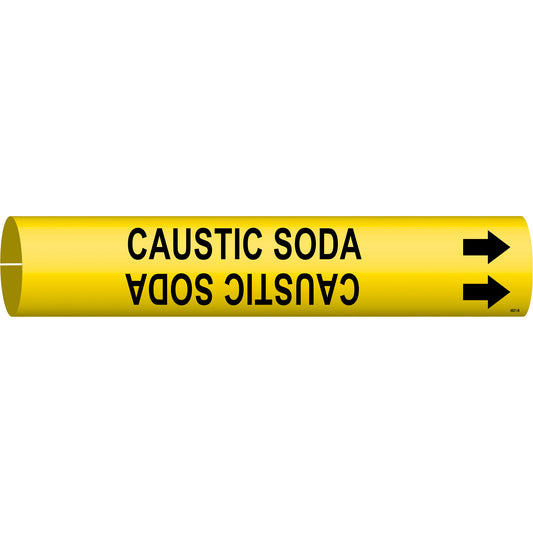 Brady "Caustic Soda" Pipe Marker, Snap-On, 7/8" H x 7/8" W, Black on Yellow