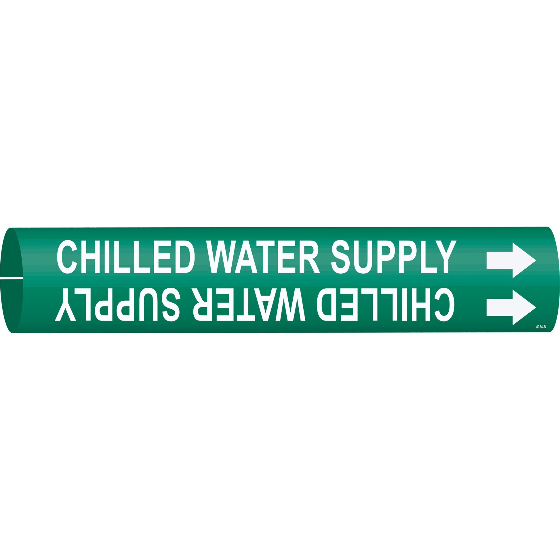 Brady "Chilled Water Supply" Pipe Marker, Snap-On, 7/8" H x 7/8" W, White on Green
