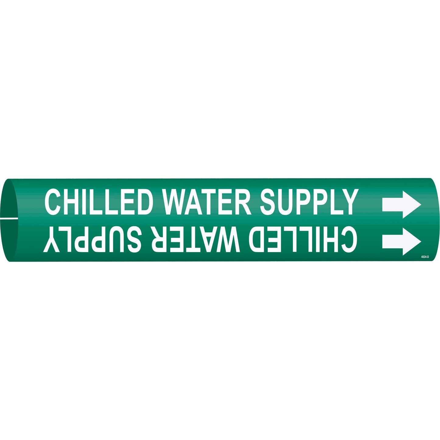 Brady "Chilled Water Supply" Pipe Marker, Snap-On, 2-13/16" H x 2-13/16" W, White on Green