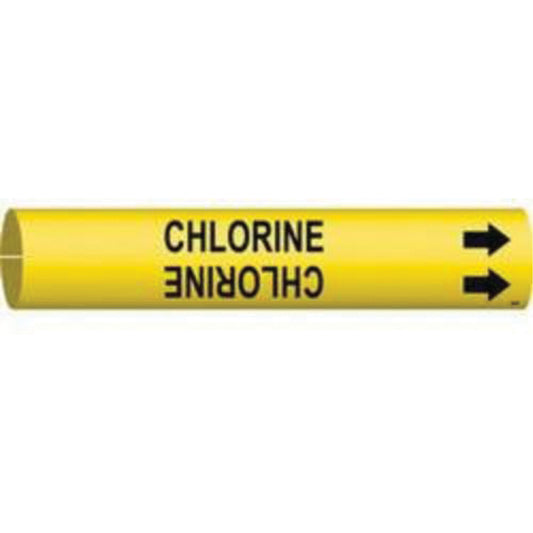 Brady "Chlorine" Pipe Marker, Snap-On, 13/16" H x 13/16" W, Black on Yellow