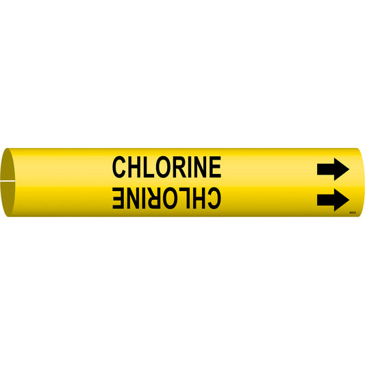 Brady "Chlorine" Pipe Marker, Snap-On, 7/8" H x 7/8" W, Black on Yellow