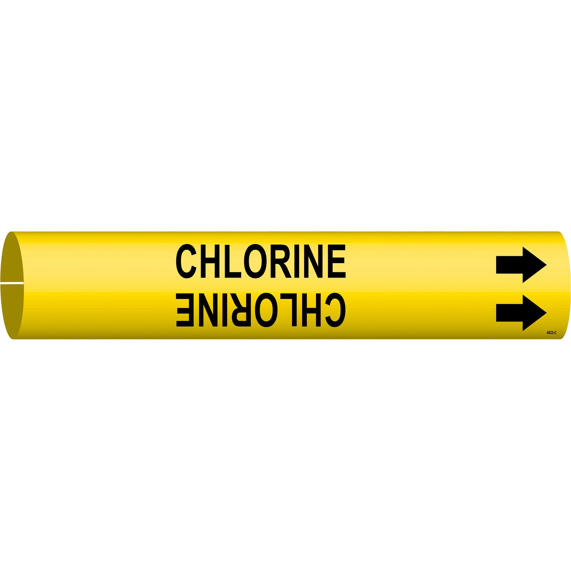 Brady "Chlorine" Pipe Marker, Snap-On, 2" H x 2" W, Black on Yellow