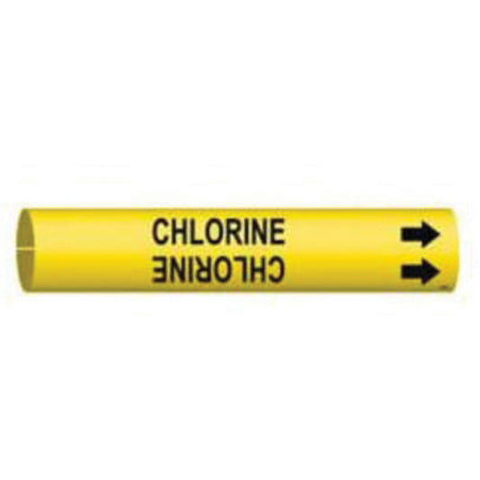 Brady "Chlorine" Pipe Marker, Snap-On, 2-13/16" H x 2-13/16" W, Black on Yellow