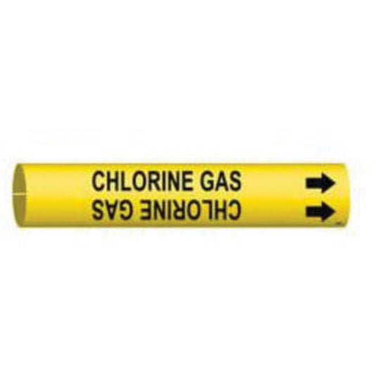 Brady "Chlorine Gas" Pipe Marker, Snap-On, 7/8" H x 7/8" W, Black on Yellow