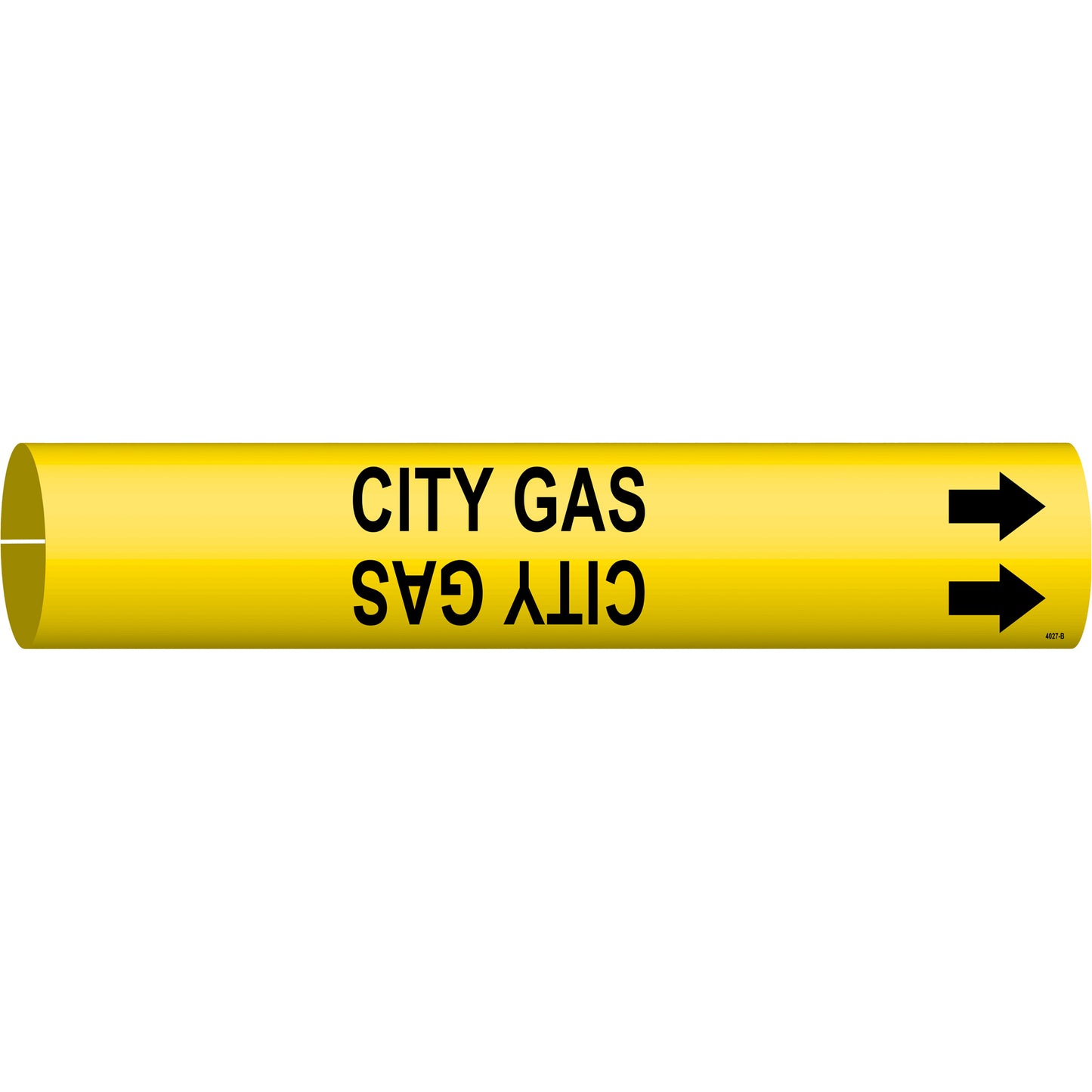 Brady "City Gas" Pipe Marker, Snap-On, 7/8" H x 7/8" W, Black on Yellow