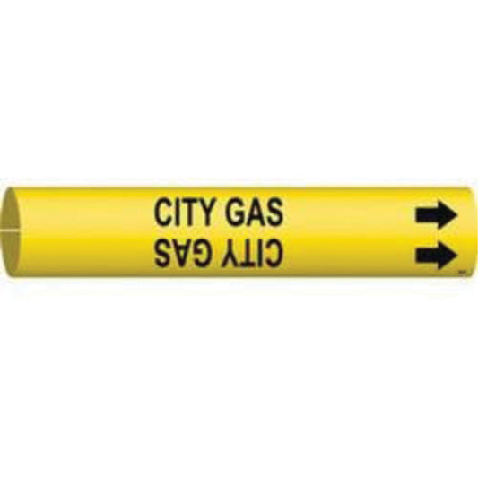 Brady "City Gas" Pipe Marker, Snap-On, 2-13/16" H x 2-13/16" W, Black on Yellow