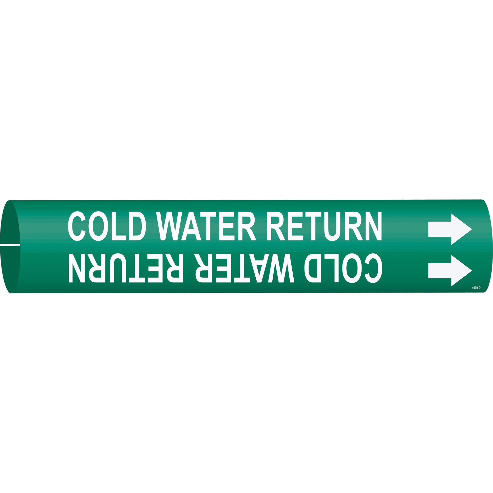 Brady "Cold Water Return" Pipe Marker, Snap-On, 2-13/16" H x 2-13/16" W, White on Green