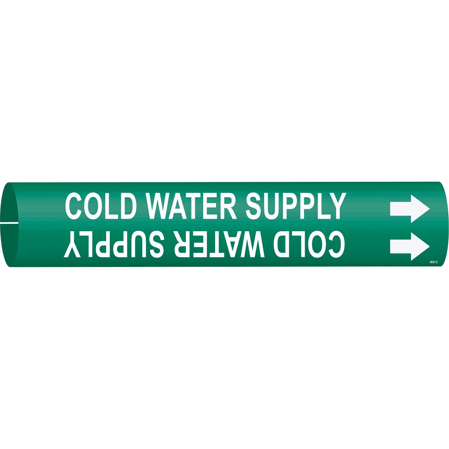 Brady "Cold Water Supply" Pipe Marker, Snap-On, 2" H x 2" W, White on Green