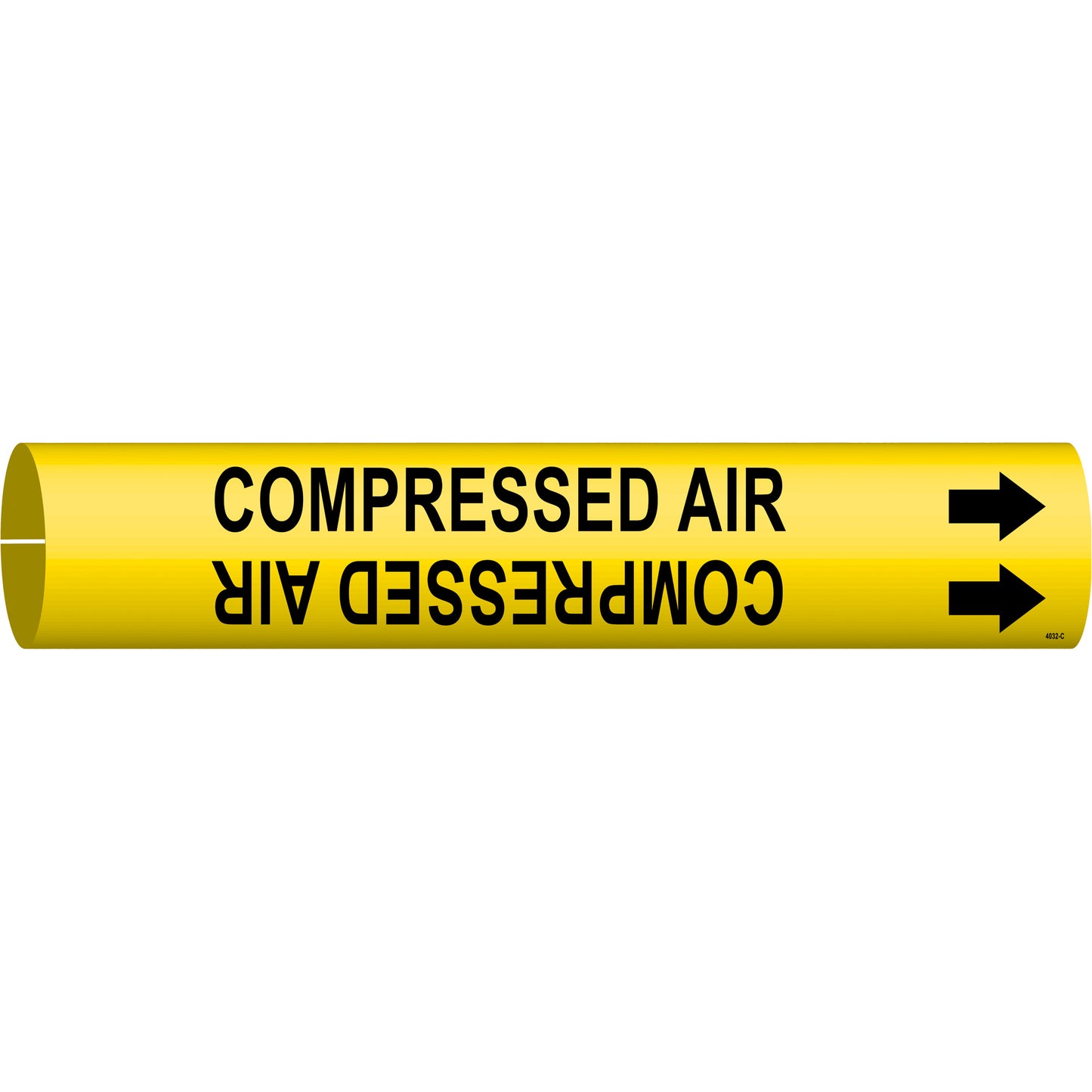 Brady "Compressed Air" Pipe Marker, Snap-On, 2" H x 2" W, Black on Yellow
