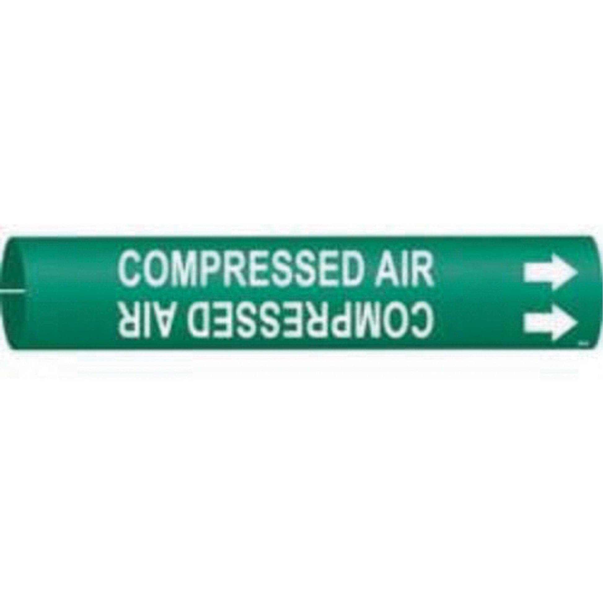 Brady "Compressed Air" Pipe Marker, Snap-On, 2" H x 2" W, White on Green