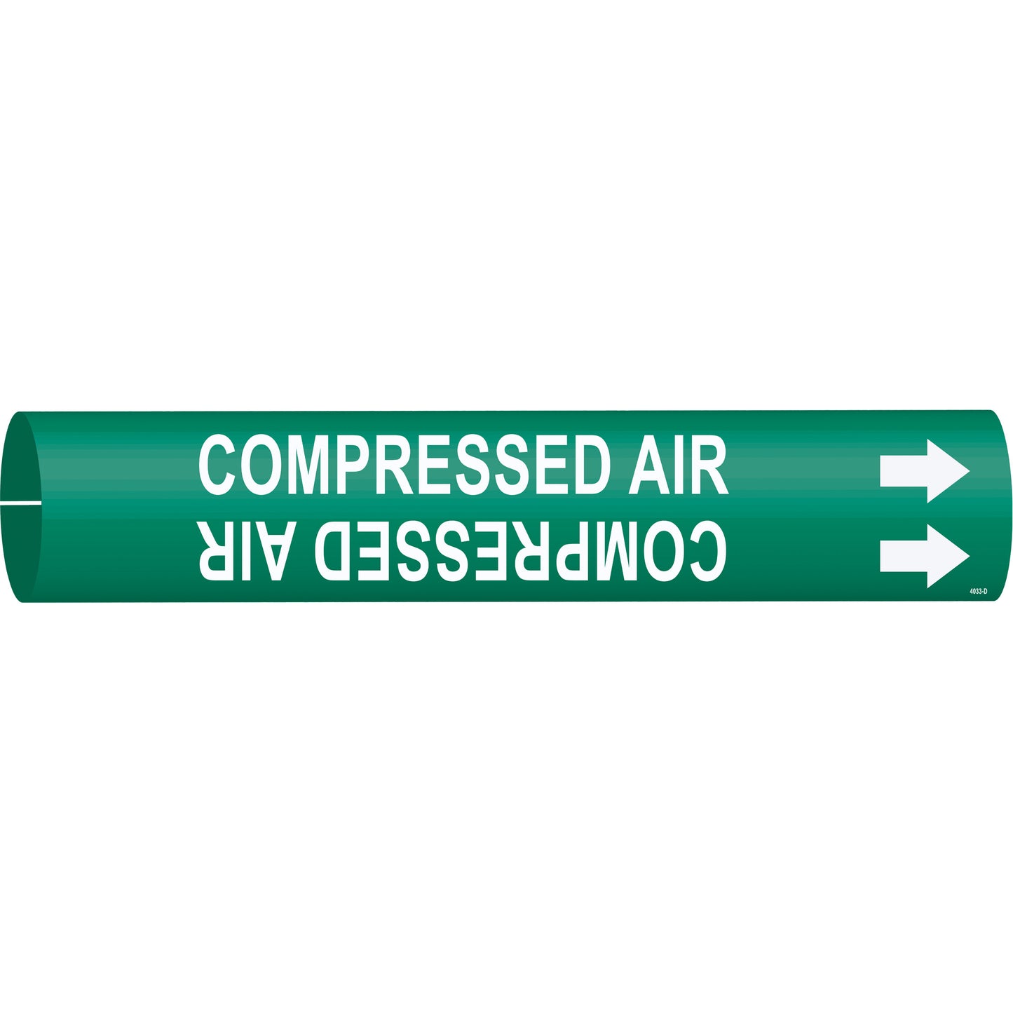 Brady "Compressed Air" Pipe Marker, Snap-On, 2-13/16" H x 2-13/16" W, White on Green