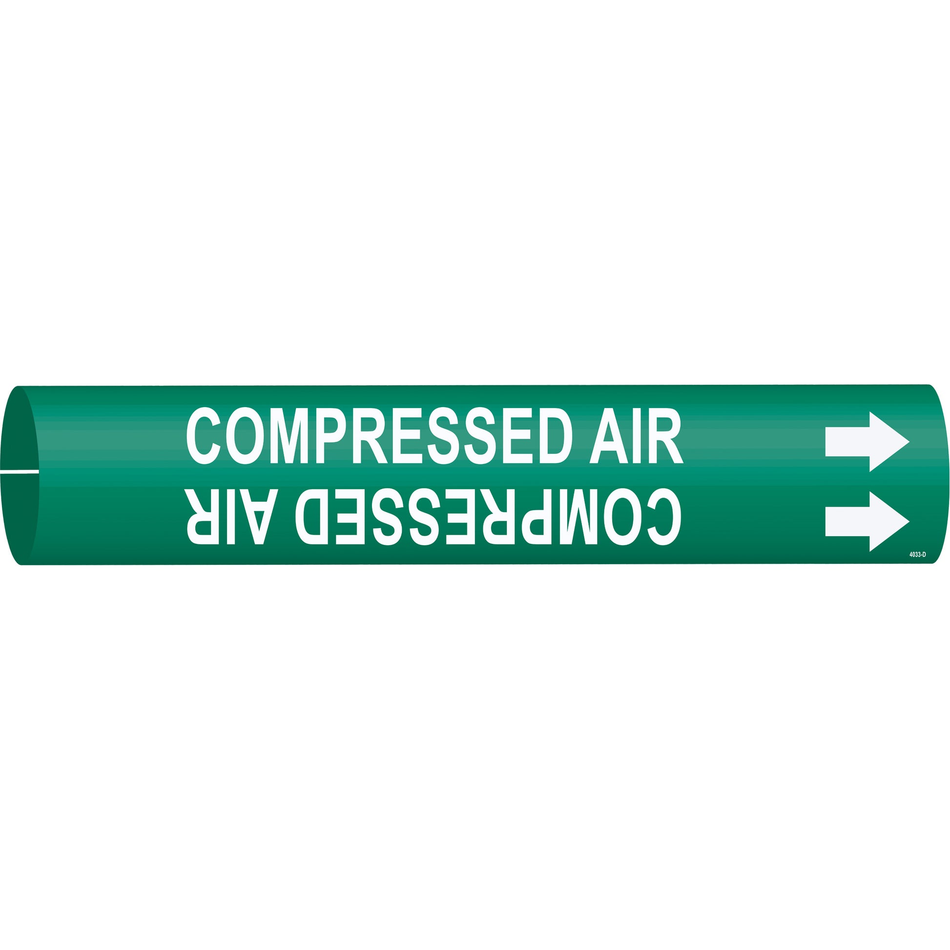 Brady "Compressed Air" Pipe Marker, Snap-On, 2-13/16" H x 2-13/16" W, White on Green