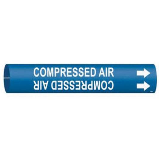 Brady "Compressed Air" Pipe Marker, Snap-On, 2" H x 2" W, White on Blue