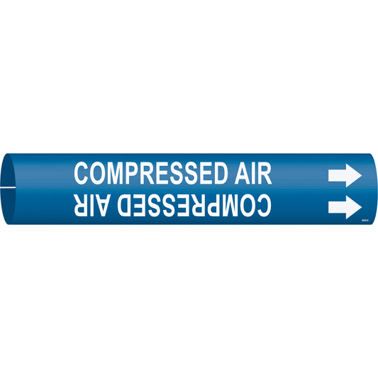 Brady "Compressed Air" Pipe Marker, Snap-On, 2-13/16" H x 2-13/16" W, White on Blue