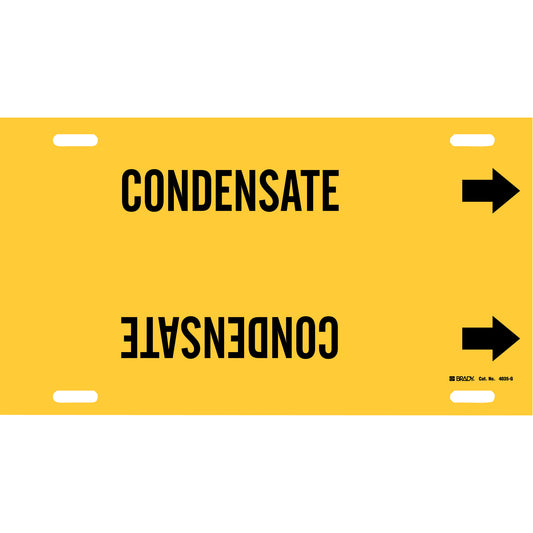 Brady "Condensate" Pipe Marker, Strap-On, 10" H x 24" W, Black on Yellow