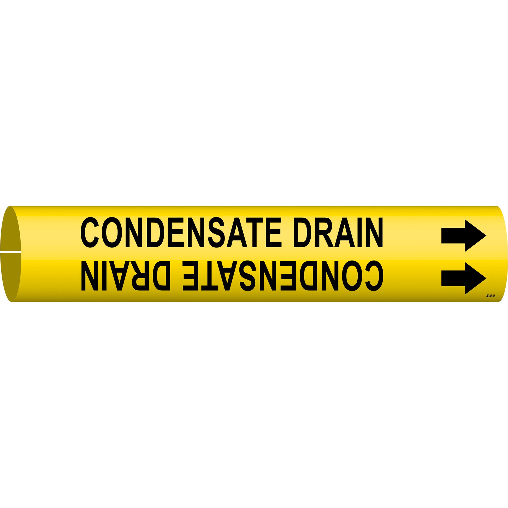 Brady "Condensate Drain" Pipe Marker, Snap-On, 7/8" H x 7/8" W, Black on Yellow