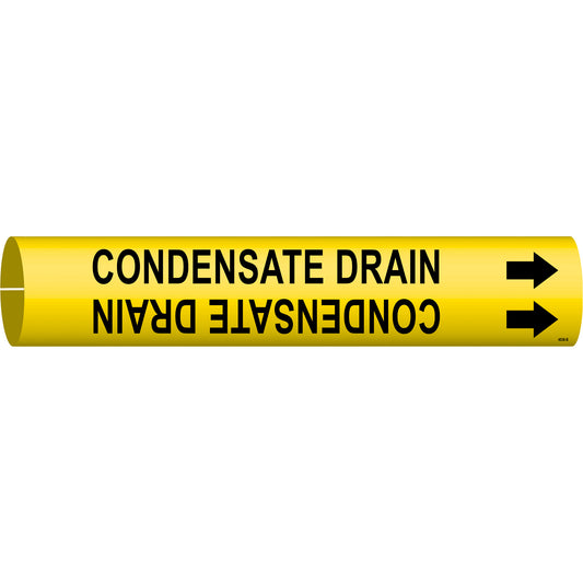 Brady "Condensate Drain" Pipe Marker, Snap-On, 7/8" H x 7/8" W, Black on Yellow