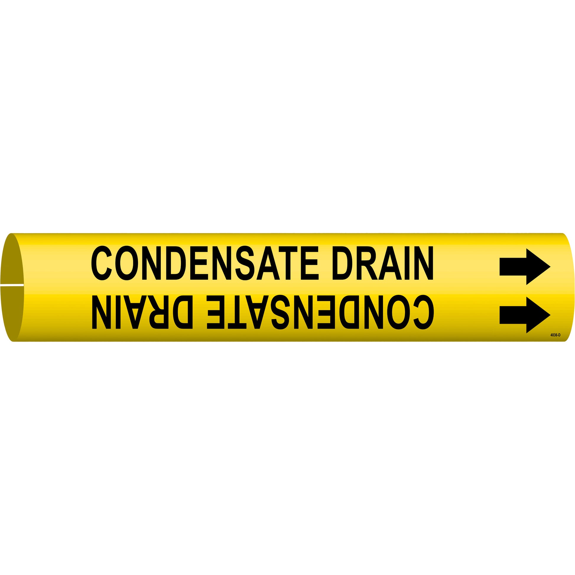 Brady "Condensate Drain" Pipe Marker, Snap-On, 2-13/16" H x 2-13/16" W, Black on Yellow