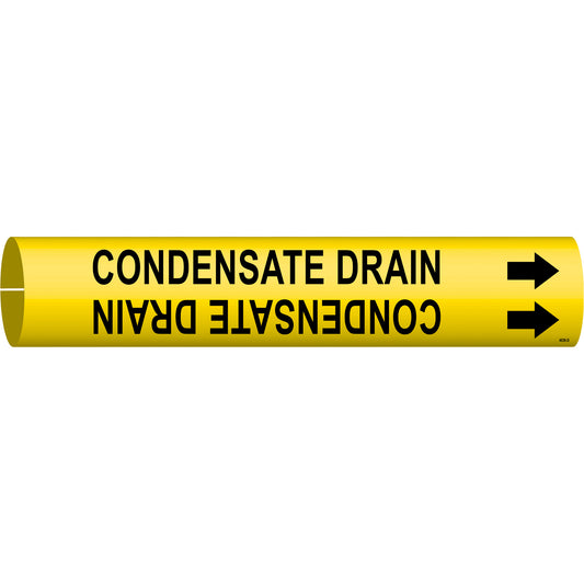 Brady "Condensate Drain" Pipe Marker, Snap-On, 2-13/16" H x 2-13/16" W, Black on Yellow