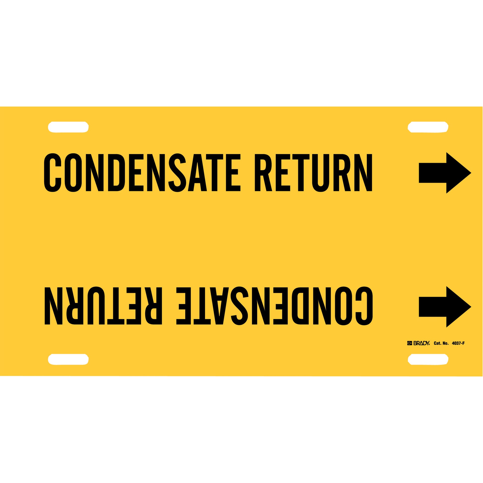 Brady "Condensate Return" Pipe Marker, Strap-On, 8" H x 16" W, Black on Yellow