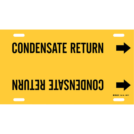Brady "Condensate Return" Pipe Marker, Strap-On, 8" H x 16" W, Black on Yellow
