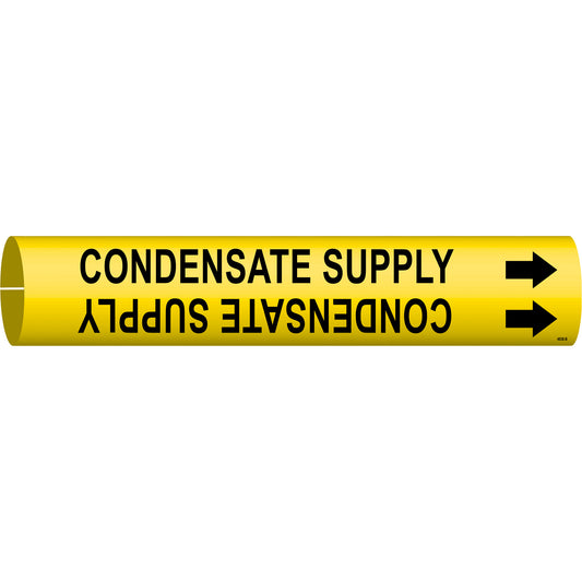 Brady "Condensate Supply" Pipe Marker, Snap-On, 7/8" H x 7/8" W, Black on Yellow