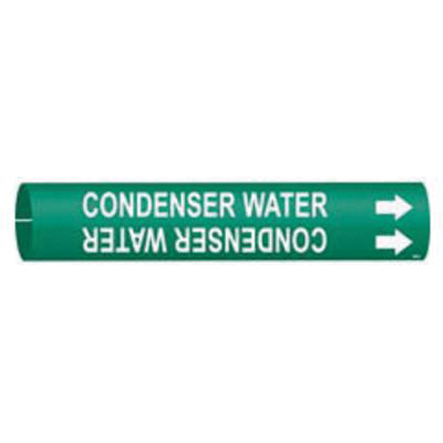Brady "Condenser Water" Pipe Marker, Snap-On, 13/16" H x 13/16" W, White on Green