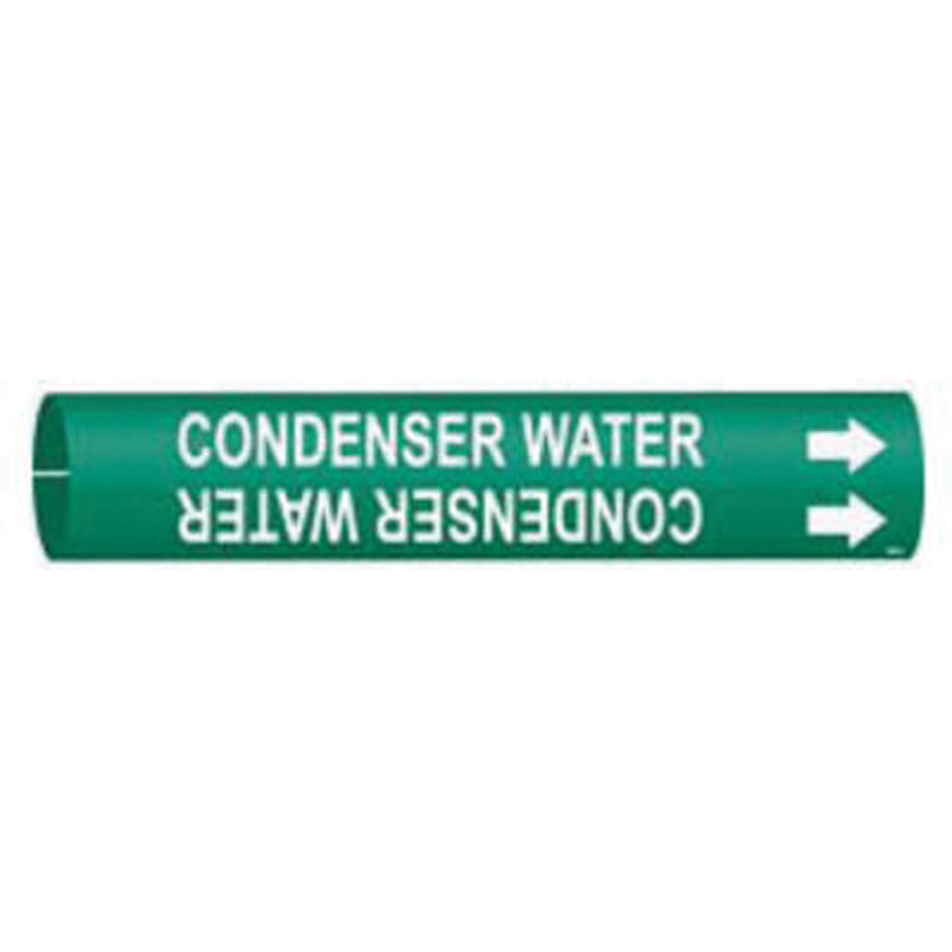 Brady "Condenser Water" Pipe Marker, Snap-On, 13/16" H x 13/16" W, White on Green