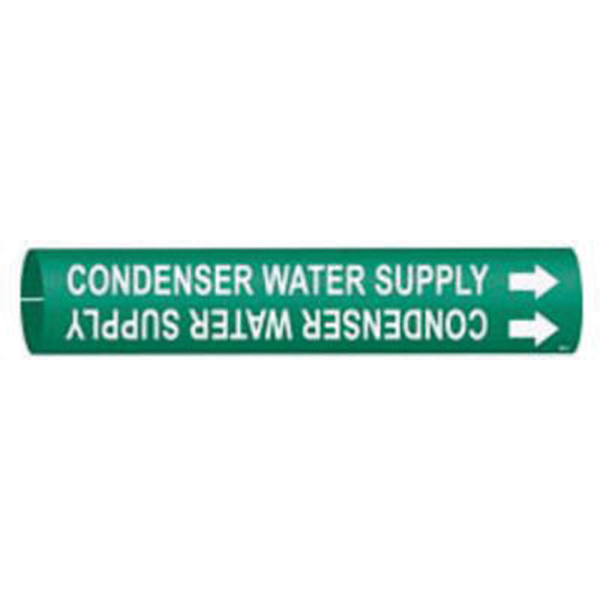 Brady "Condenser Water Supply" Pipe Marker, Snap-On, 13/16" H x 13/16" W, White on Green