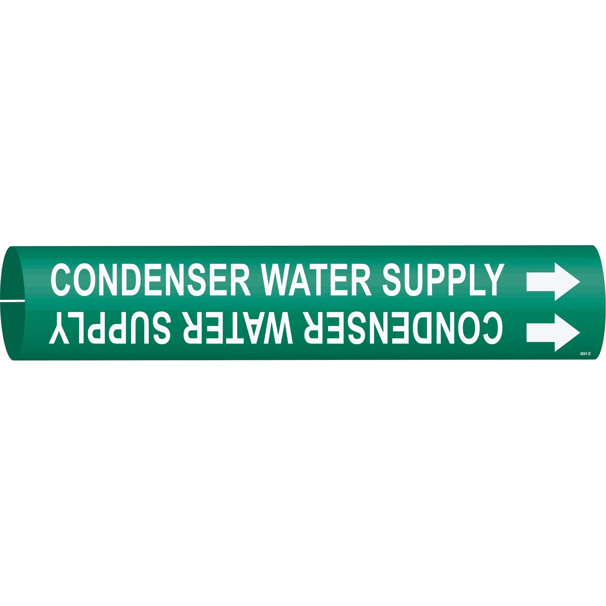Brady "Condenser Water Supply" Pipe Marker, Snap-On, 2-13/16" H x 2-13/16" W, White on Green