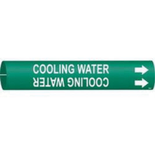 Brady "Cooling Water" Pipe Marker, Snap-On, 2" H x 2" W, White on Green