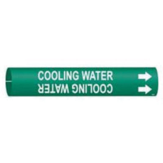 Brady "Cooling Water" Pipe Marker, Snap-On, 2-13/16" H x 2-13/16" W, White on Green