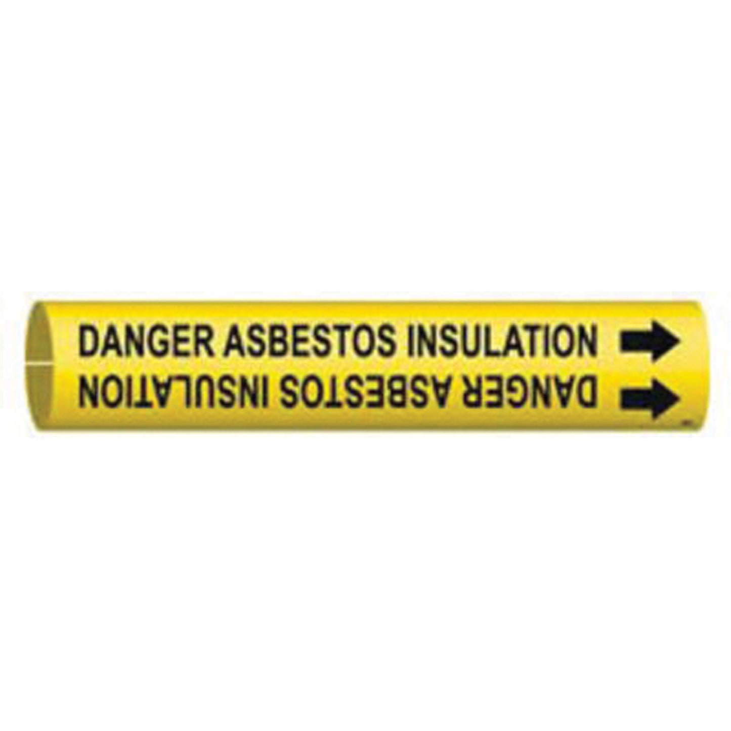 Brady "Danger Asbestos Insulation" Pipe Marker, Snap-On, 13/16" H x 13/16" W, Black on Yellow
