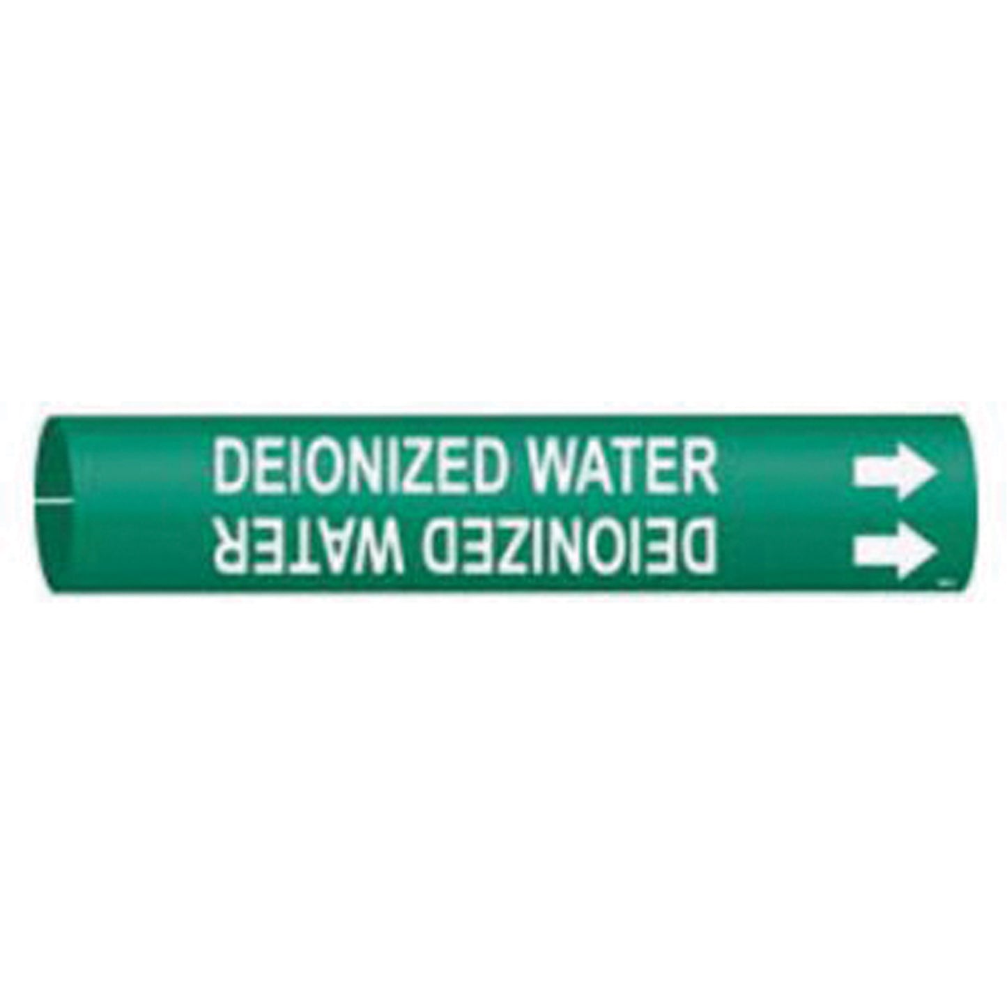Brady "Deionized Water" Pipe Marker, Snap-On, 13/16" H x 13/16" W, White on Green